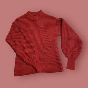 Red-orange Mock Neck Sweater